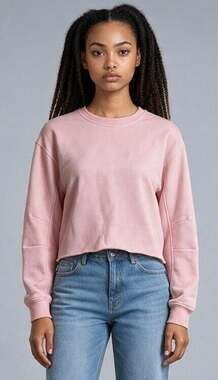 Lija Cropped Sweatshirt Size M Pink Pullover Crewneck